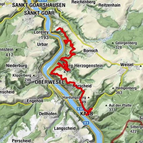 vom Loreley  Felsplateau bis Kaub