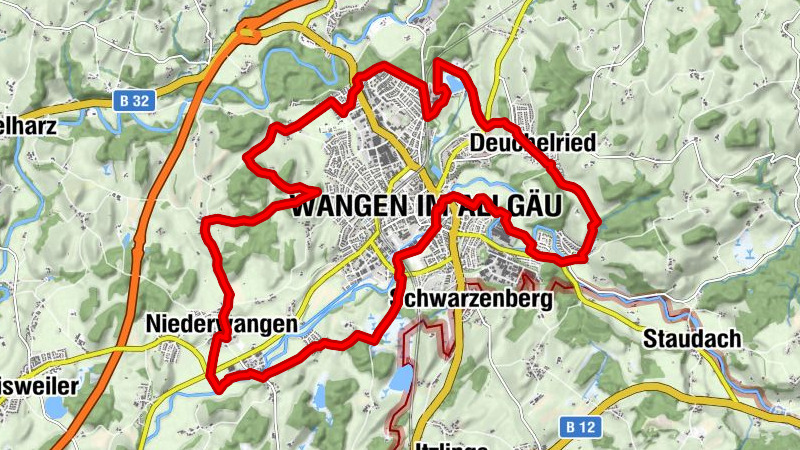 Permanente Halbmarathonstrecke rund um Wangen