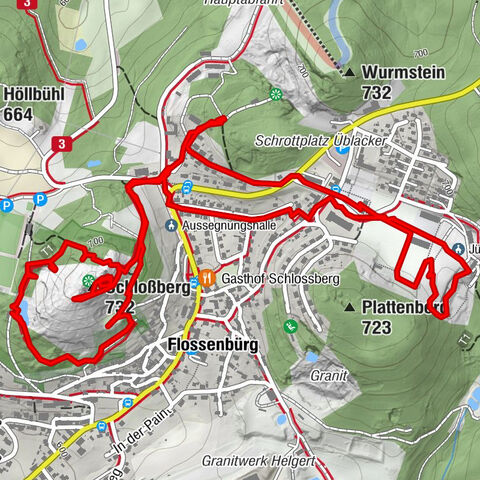 Flossenbürg Rundgang zur Burgruine, Weg des Granits, KZ-Gedänkstätte
