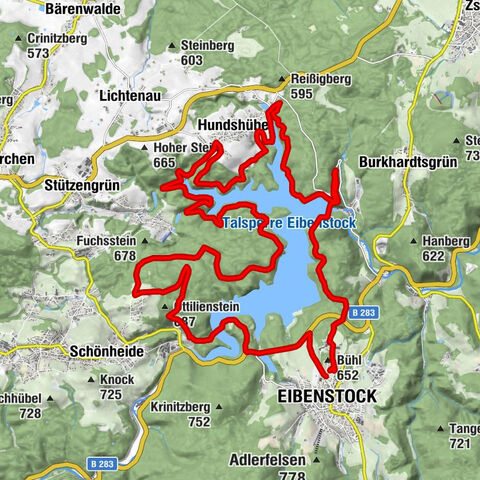 30 km - Schleife des Drei-Talsperren-Marathons Eibenstock