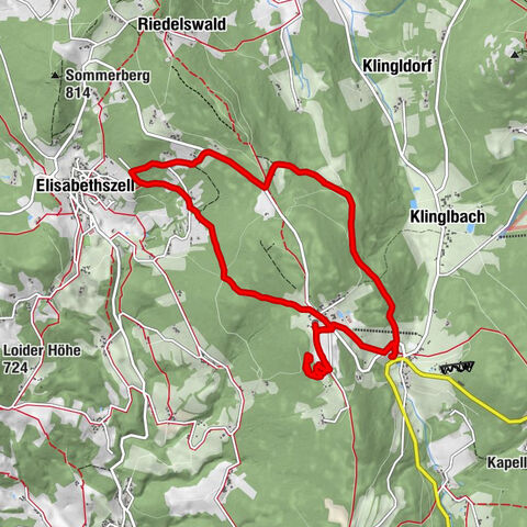 Grün - Maibrunn - Waldwipfelweg - Elisabethszell - Grün