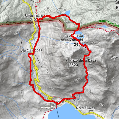 Montespluga - Splügen Pass - Bergseeli - Lago Azzuro - Bocchetta della Zacopel - Montespluga