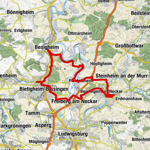 Marbach - Besigheim - Marbach Rundweg