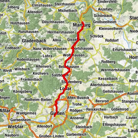 Lahnradweg 3. Etappe flussaufwärts Gießen - Marburg