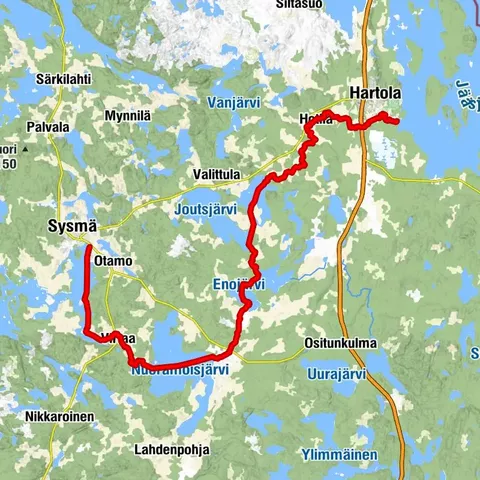 Paddelstrecke Tainionvirta, Hartola–Sysmä