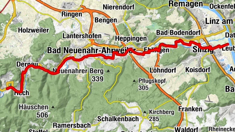 Umleitung Ahr-Radweg Walporzheim - Sinzig