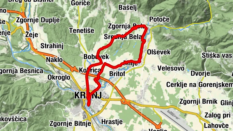Fahrradweg Kranj - Preddvor - Kranj