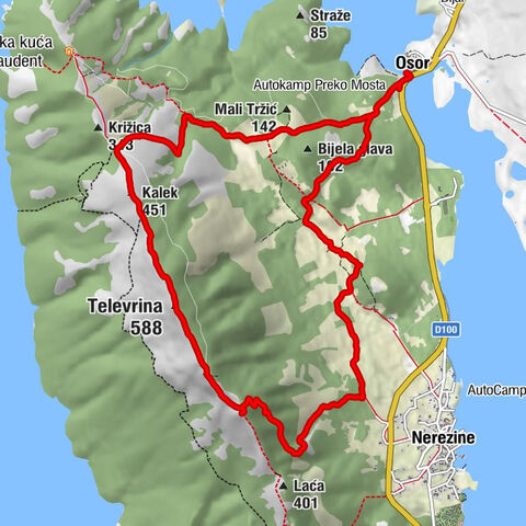 Rundweg von Osor über den Televrin