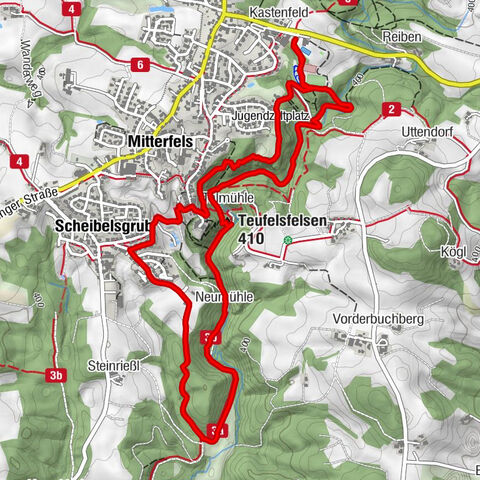 Kastenfeld - Mitterfels - Talmühle - Teufelsfelsen