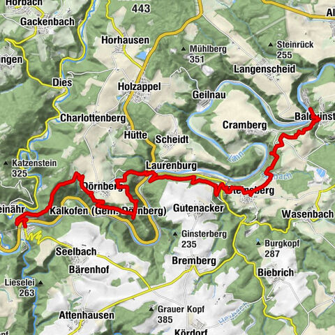 Lahnwanderweg 17. Etappe flussaufwärts Obernhof - Balduinstein