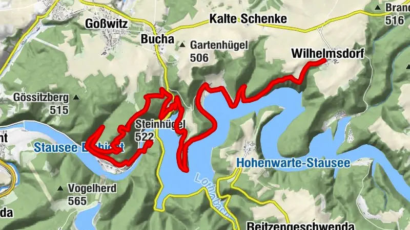 Hohenwarte Stausee Weg - Etappe 1 - Hohenwarte Staumauer → Wilhelmsdorf