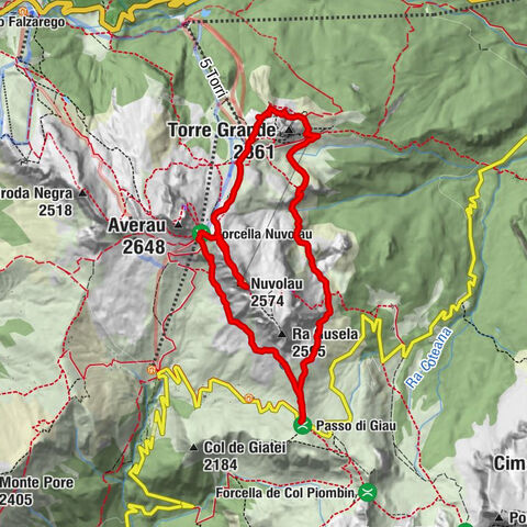 Rundwanderung der Cinque Torri (Hütten Averau, Nuvolau und Scoiattoli) vom Passo Giau