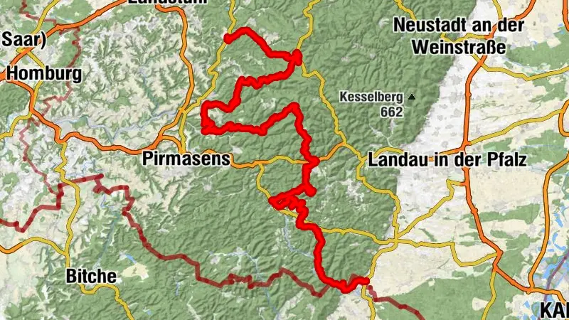 Pfälzer Waldpfad Gesamtroute