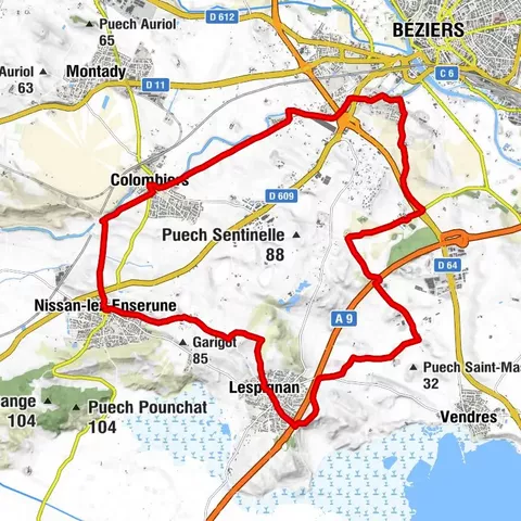 RUNDSTRECKE RTF Nr. 22 - FAHRT SÜDLICH DES CANAL DU MIDI