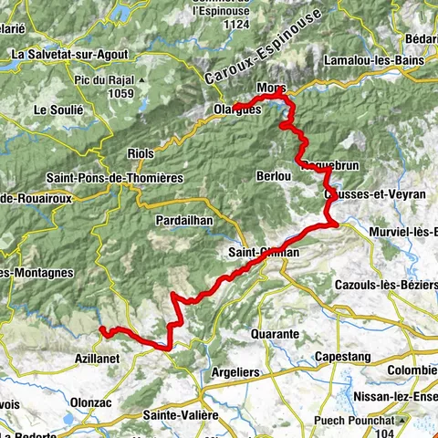 AUTOROUTE VON MINERVE NACH OLARGUES IM LAUF DER ZEIT UND DER WEINBERGE