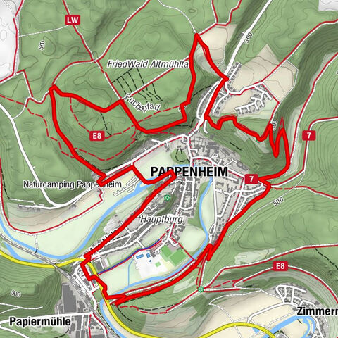 Schlaufe 8 um Pappenheim