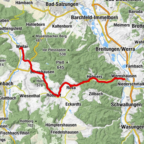 Radweg - Rosatal-Radweg - Wernshausen nach Weilar -Thüringer Wald