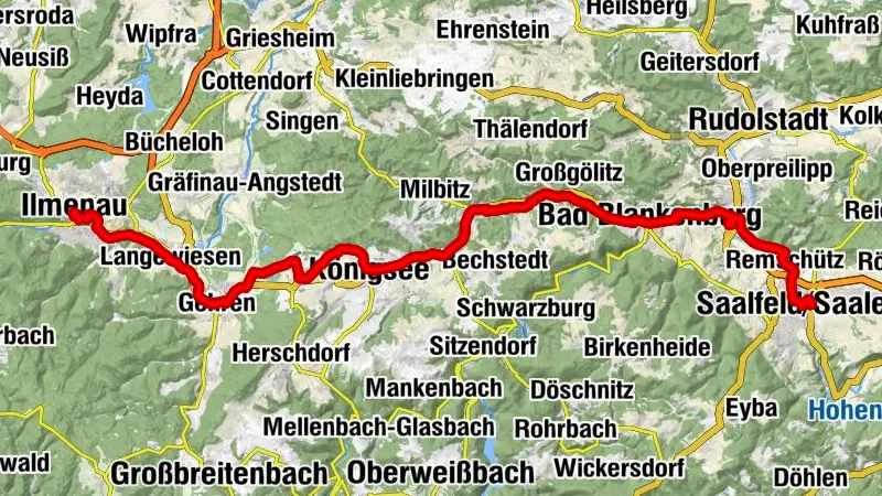 Waldrandroute Nord - 4. Etappe von Ilmenau nach Saalfeld