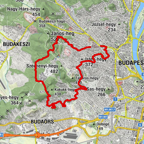 Diósárok - Hunyad-orom - Tűzkő-hegy - Városmajor