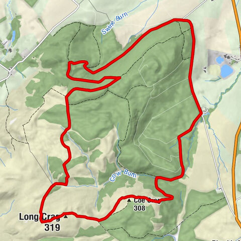 Callaly - Long Crag - Coe Crag - Edlingham