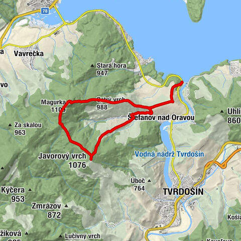 Dolný Štefanov - Ostrý vrch - Magurka - Javorový vrch