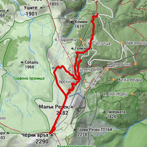 Бистрица - хижа Алеко - Чайна - Стената - Черни връх