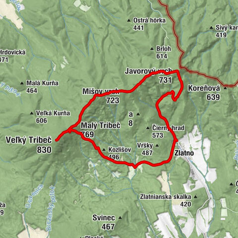 Turistická útulňa Zlatno - Javorový vrch - Malý Tribeč - Veľký Tribeč