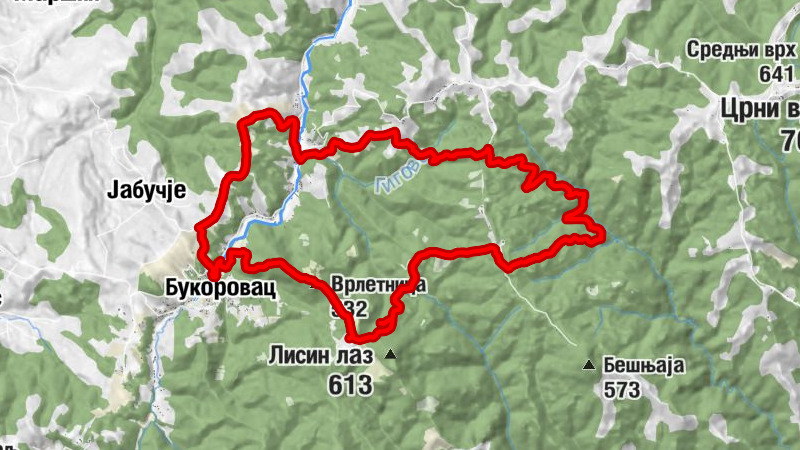 Букоровац - Пешића мала - Шибовита коса - Врлетница