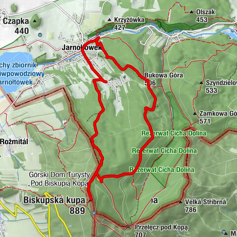 Bolkowice - Biskupská kupa - Górski Dom Turysty „Pod Biskupią Kopą” - Bukowa Góra