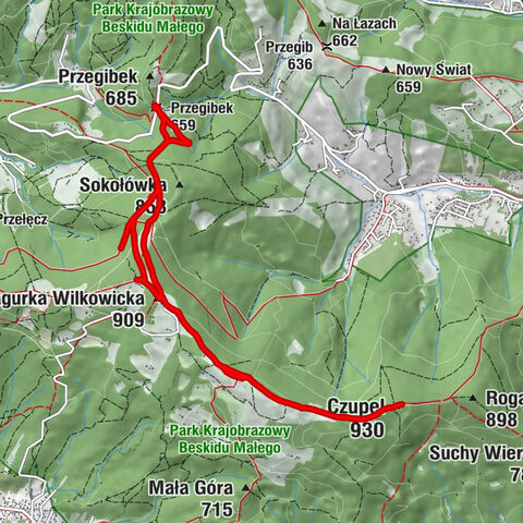Przegibek - Magurka Wilkowicka - Schronisko PTTK na Magurce - Czupel