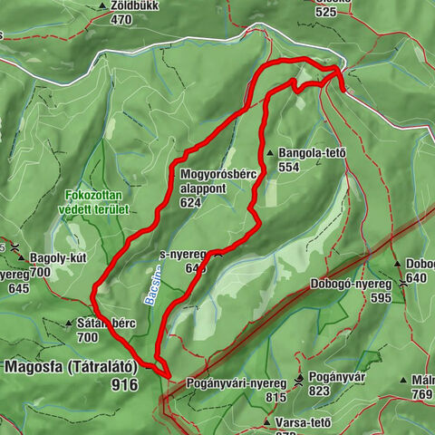 Királyháza - Rakottyás-bérc - Magosfa (Tátralátó) - Nagy-Oros-bérc