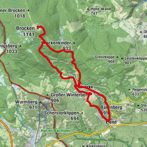 Schierke - Nördliche Schnarcherklippe - Barenberg - Brocken