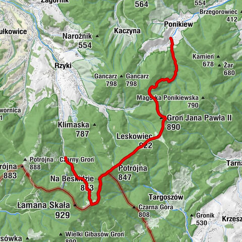 Rzyckowo - Groń Jana Pawła II - Leskowiec - Rzyki