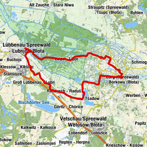 Lübbenau/Spreewald - Lubnjow/Błota - Leipe - Lipje - Burg (Spreewald) - Bórkowy (Błota) - Sankt-Nikolai-Kirche