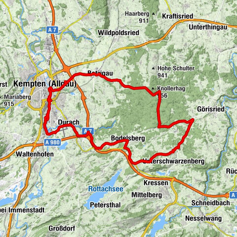 Kempten (Allgäu) - Kempter-Wald-Kapelle - Schwarzer Berg - Lenz im Hirsch
