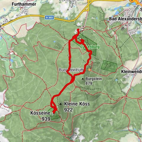 Apfelbrunnen - Haberstein - Kösseine - Burgsteinfelsen