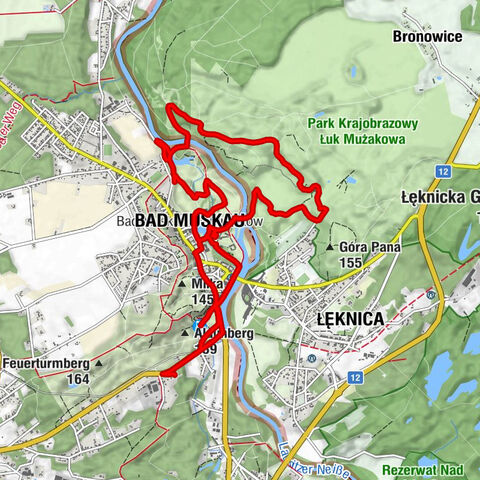 Bad Muskau - Mužakow - Bad Muskau – Mužakow - Plattenwasserfall - - Eichseewasserfall - Wodospad przy Jeziorze Dębów