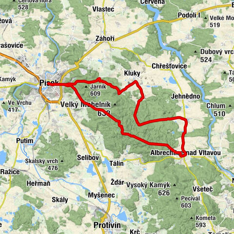 Vnitřní Město - Písek - Albrechtice nad Vltavou - Chata Živec