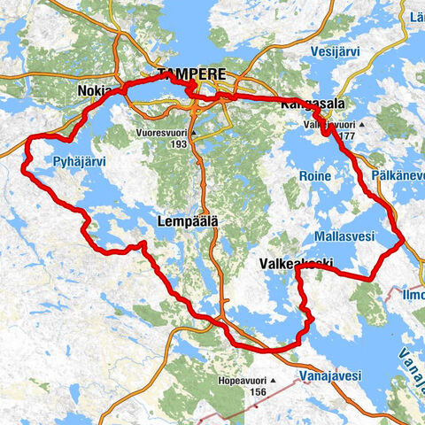 Nalkala - Pyynikinharju - Pälkäneen kirkko - Tampere