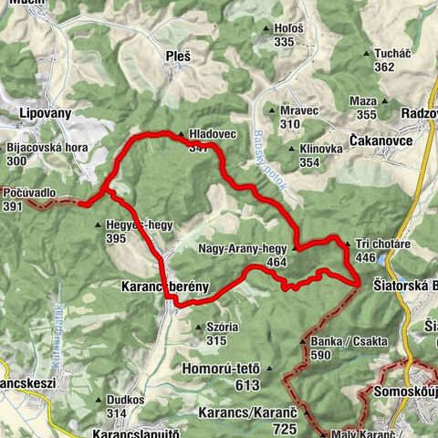 Karancsberény - Tri chotáre - Nagy-Arany-hegy - Hladovec