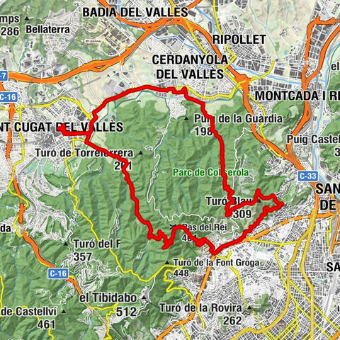 Sant Cugat del Vallès - Turó del Maltall de Magarola - Turó del Trac - Rubí