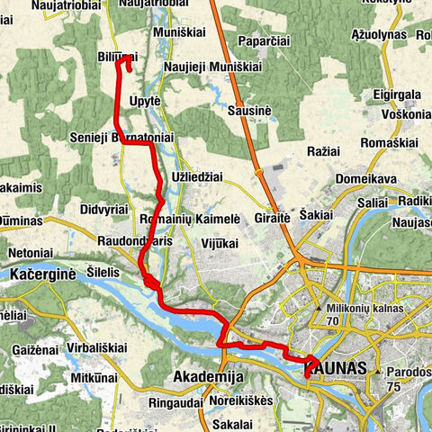 Biliūnai - Raudondvario dvaro oranžerija - Kaunas - Senamiestis