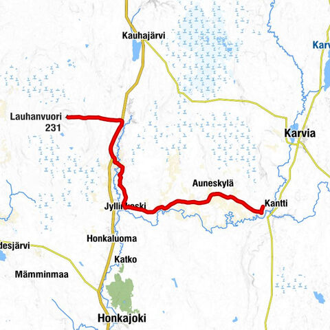 Honkajoki - Vahokoski - Jyllinkoski - Lauhanvuori