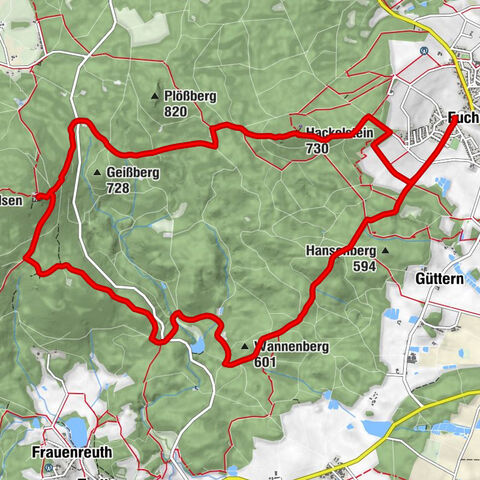 Fuchsmühl - Sternplatz - Ruine Weißenstein - Hackelstein