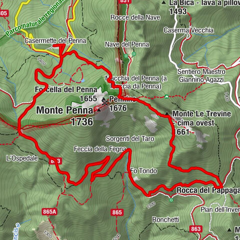 Rifugio Casermette del Penna - Monte Le Trevine - cima ovest - Rocca del Pappagallo