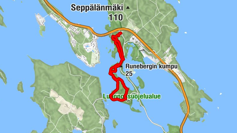 Punkaharju - Nervanderin kumpu - Runebergin kumpu - Lammasharjun mökki