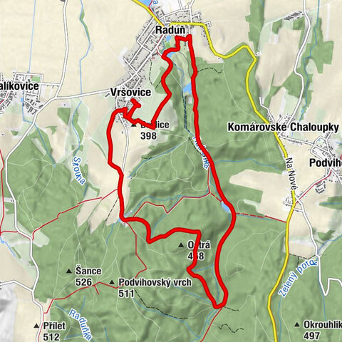 Vršovice - Raduň - Panna Marie Sedmibolestná (kaple) - Brdlice