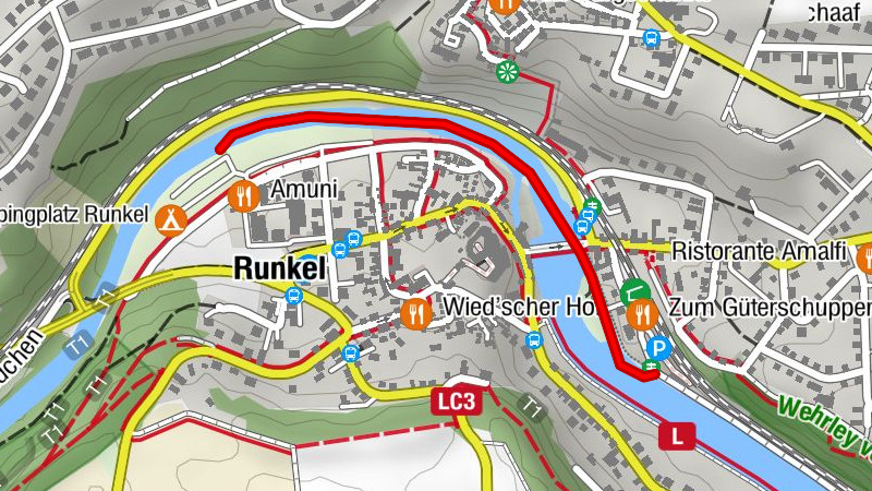 Kanu-Fluss Lahn 19. Etappe Runkel-Boots-Slipanlage bis Runkel-Campingplatz