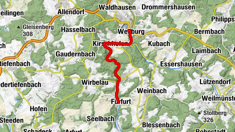 Kanu-Fluss Lahn 15. Etappe Weilburg bis Weinbach-Fürfurt
