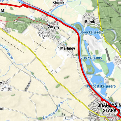 Brandýs nad Labem-Stará Boleslav - Martinov - Záryby - Kostelec nad Labem